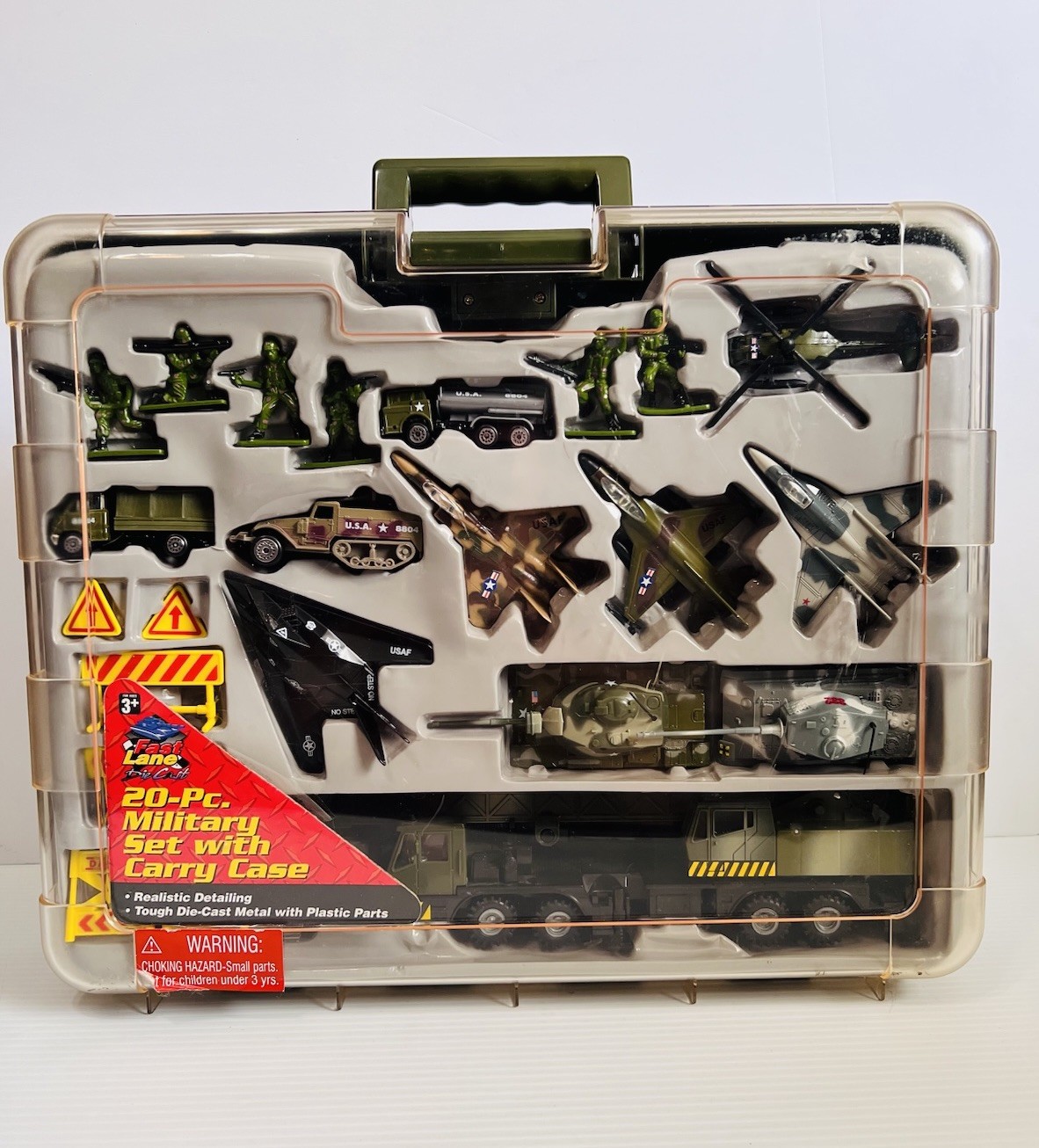 Vintage 1999 Fast Lane Die Cast Toys’ R Us Military Play Set With Carry Case Vintage 1999 Fast Lane Die Cast Toys’ R Us Military Play Set With Carry Case