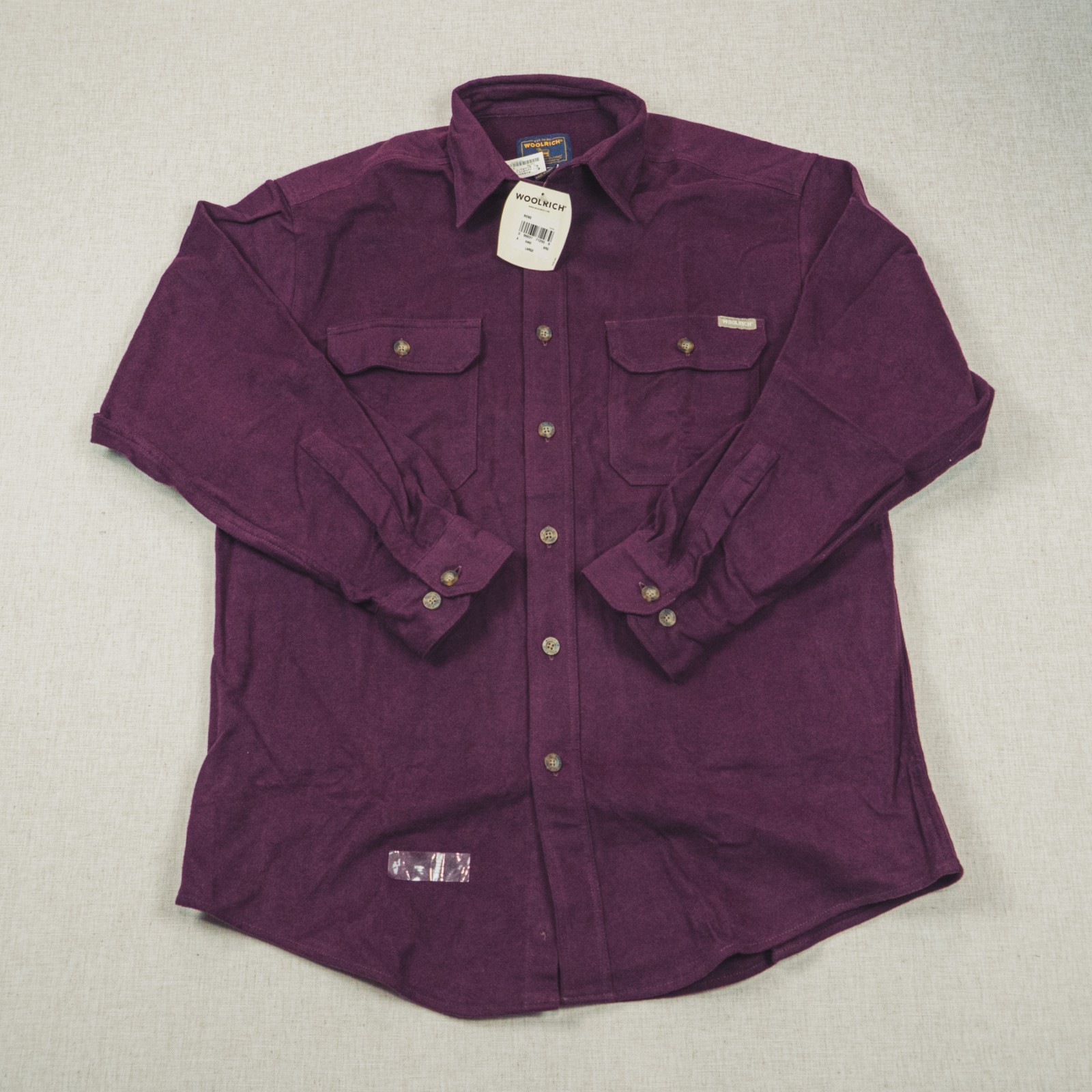 Woolrich Expedition Chamois Shirt Mens Large Burgundy Flannel Heavy Cotton 6460