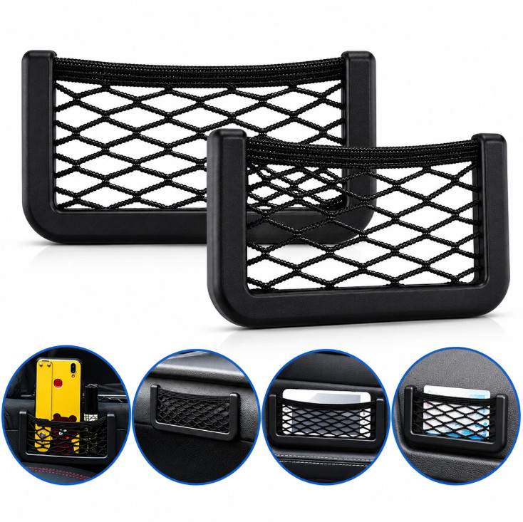 2pcs Car Interior Body Edge Black Elastic Net Storage Phone Holder Accessories 2pcs Car Interior Body Edge Black Elastic Net Storage Phone Holder Accessories