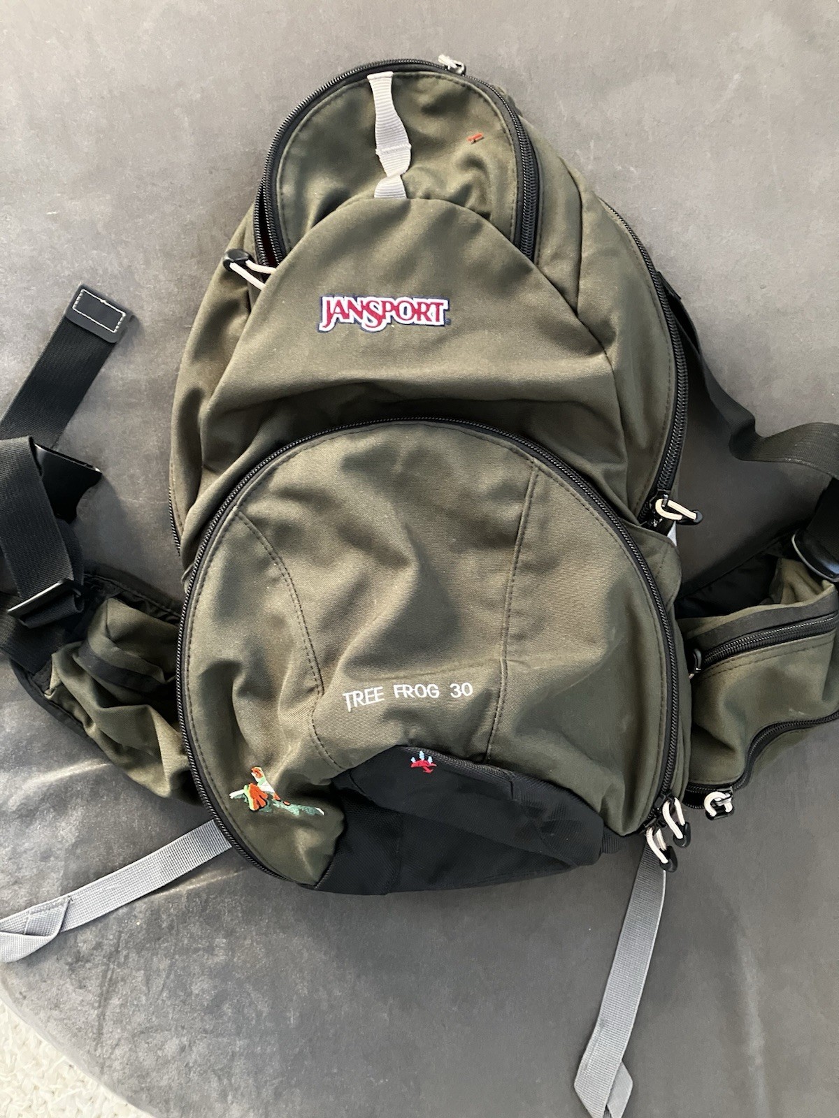 Vintage JanSport Tree Frog 30 30L Hiking Backpack Green Nylon Hip Belt