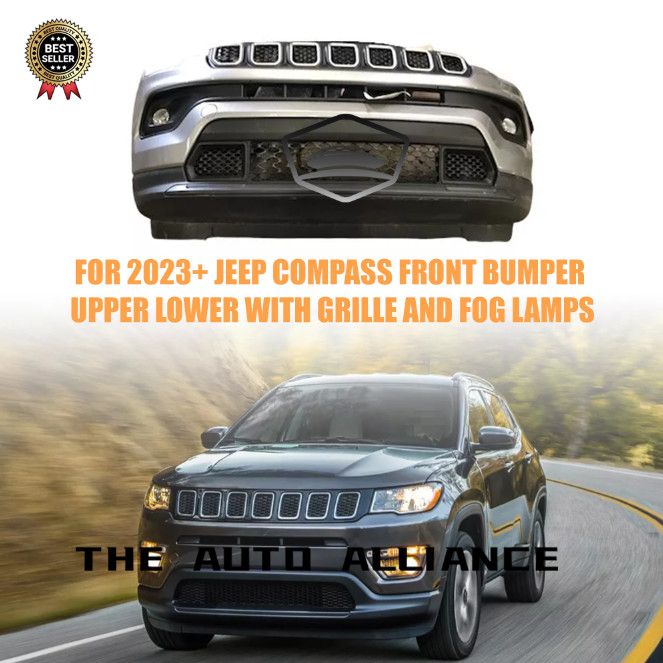 For 2023+ JEEP COMPASS Front Bumper Set Upper Lower w/Grille&Fog Lamps