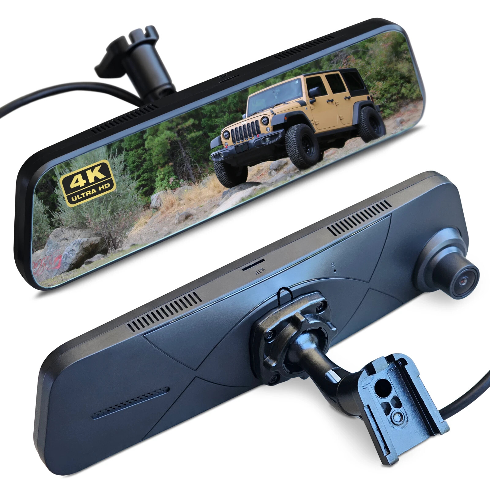 LucentVue 4K Smart Rearview Mirror Dashcam with License Plate Camera Mount