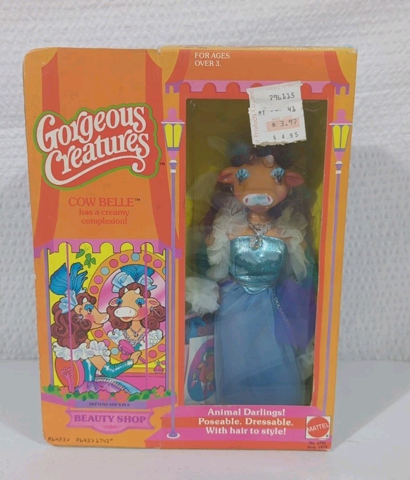 Vintage 1979 Mattel Gorgeous Creatures Cow Belle Action Figure Doll GREAT BOX