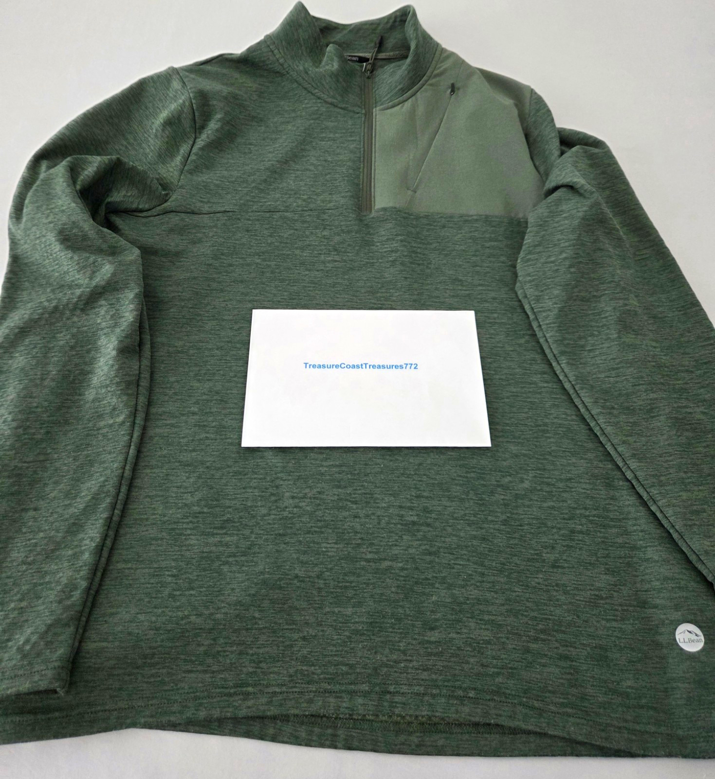 L.L.Bean VentureStretch Grid Fleece Stretch 1/4 Zip Pullover Men\'s L(Reg) Green L.L.Bean VentureStretch Grid Fleece Stretch 1/4 Zip Pullover Men\'s L(Reg) Green