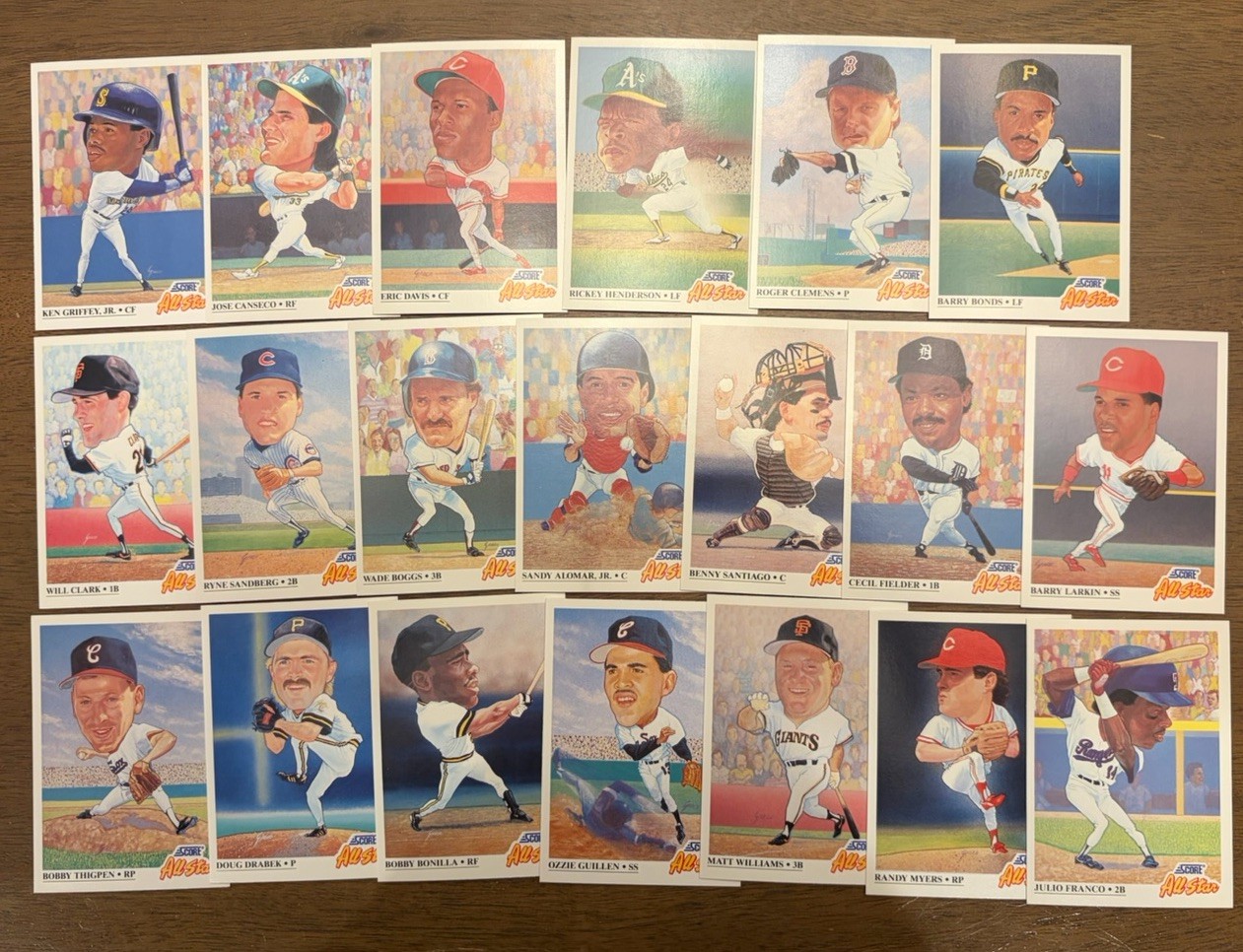 (20) CARD SET = 1991 SCORE “ALL STAR” BIG HEAD - GRIFFEY BONDS CANSECO MORE HOF (20) CARD SET = 1991 SCORE “ALL STAR” BIG HEAD - GRIFFEY BONDS CANSECO MORE HOF