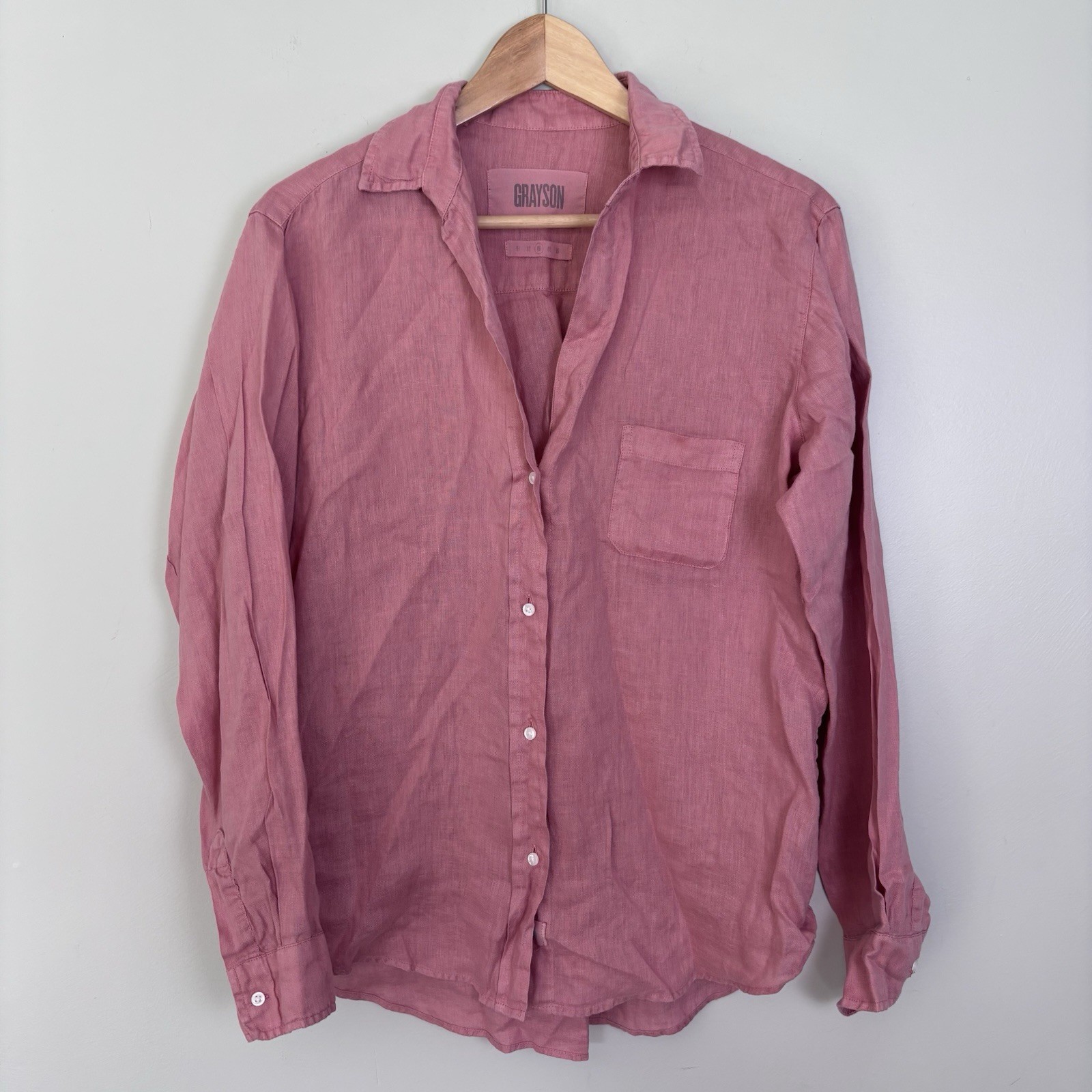 GRAYSON The Hero Button Up Shirt-Rose Pink-100% Linen-Relaxed Fit-Sz Medium (3) GRAYSON The Hero Button Up Shirt-Rose Pink-100% Linen-Relaxed Fit-Sz Medium (3)
