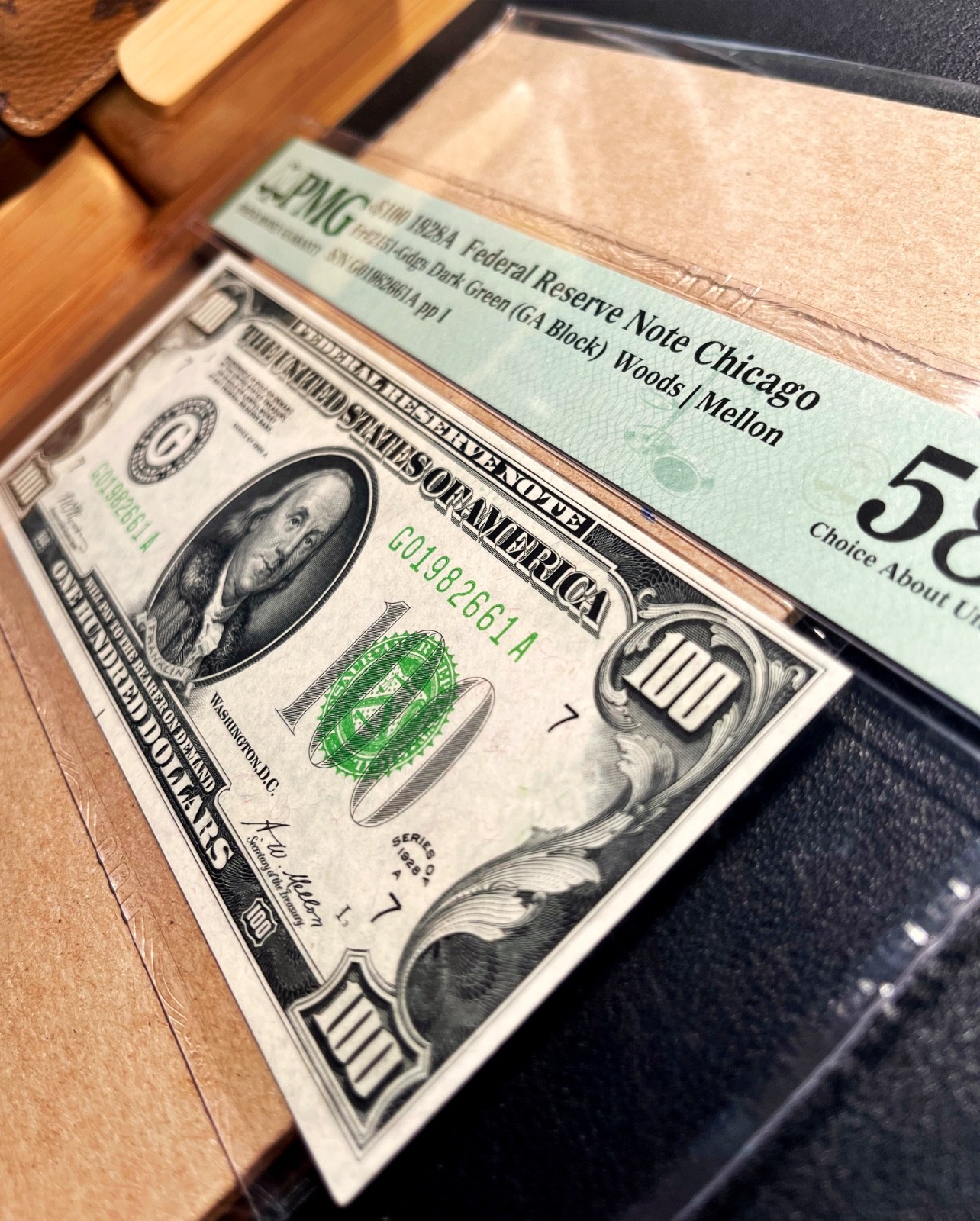 Fr. 2151-G 1928A $100 Federal Reserve Note CHICAGO PMG 58 EPQ - AU Fr. 2151-G 1928A $100 Federal Reserve Note CHICAGO PMG 58 EPQ - AU