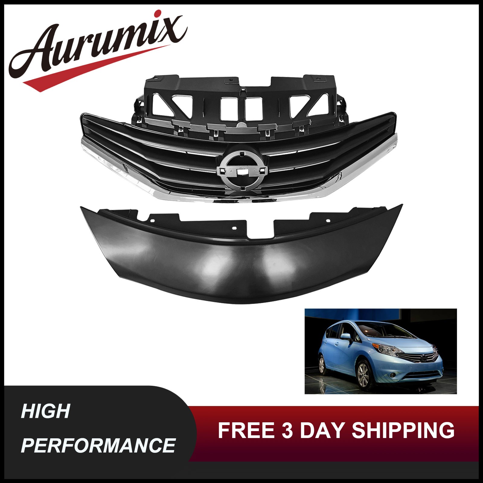 For 2014 15 16 2017 Nissan Versa Note Assembly Front Upper Bumper Grille & Cover