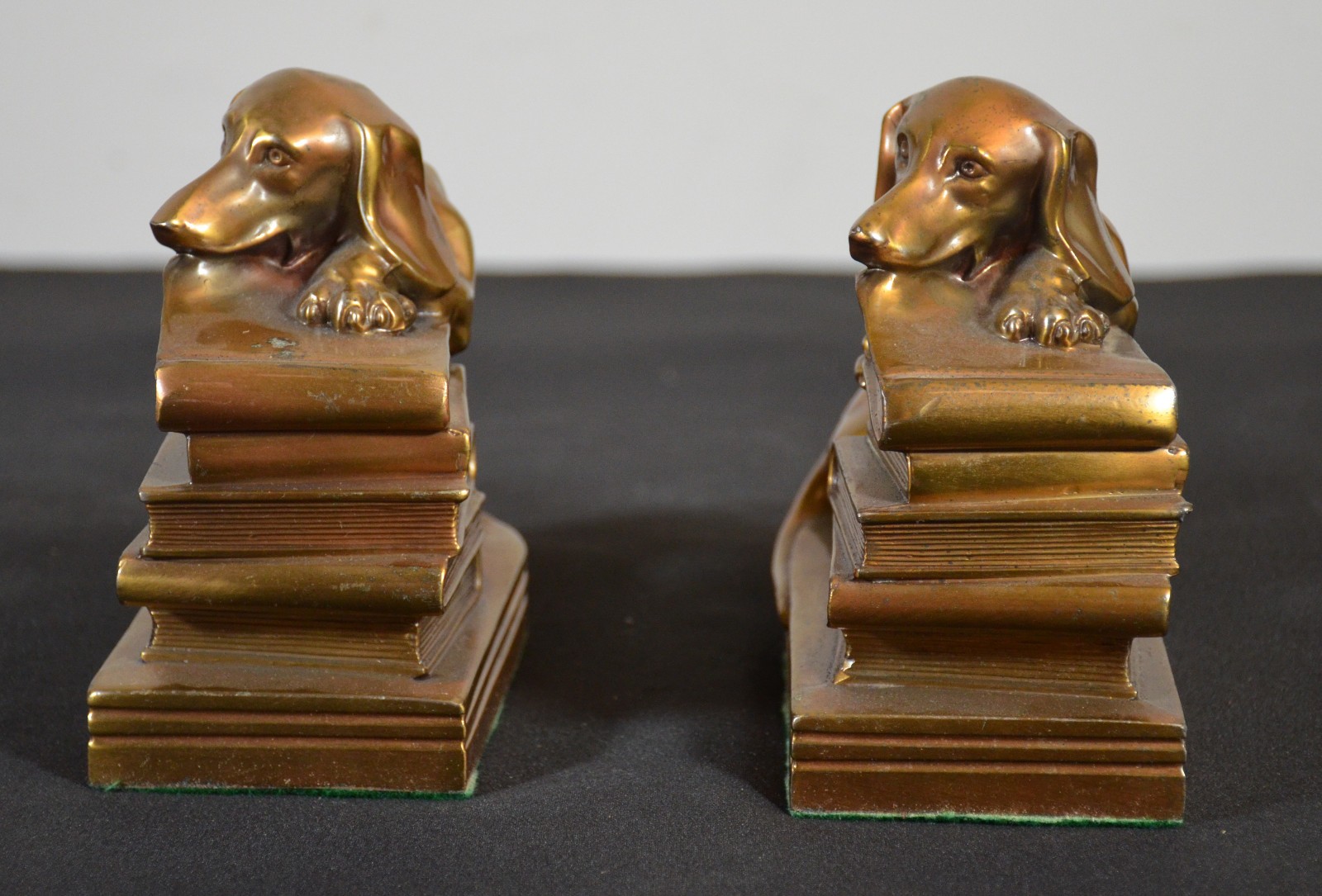 Vintage MCM PM Craftsman Brass Naughty Datsun Dog Bookends