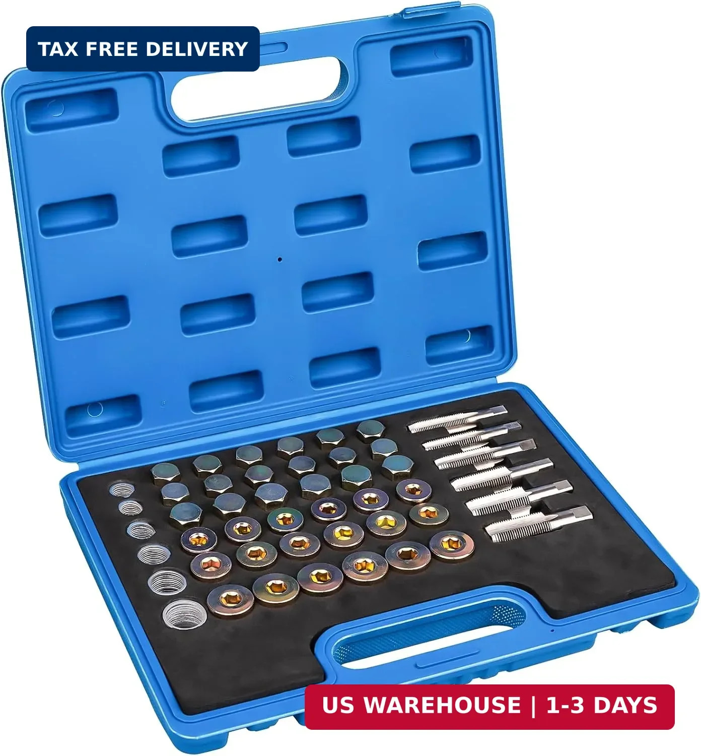 114PCS Oil Pan Drain Plug Repair Kit Metric Thread Repair Tool M13-M22 Sizes 114PCS Oil Pan Drain Plug Repair Kit Metric Thread Repair Tool M13-M22 Sizes