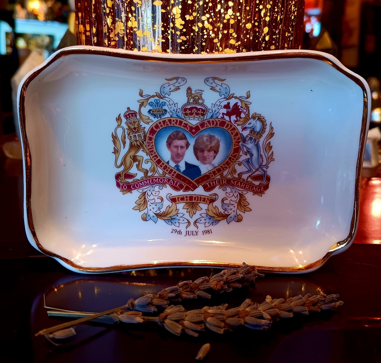 Vintage 1981 Prince Charles Lady Diana Royal Wedding Commemorative Trinket Dish