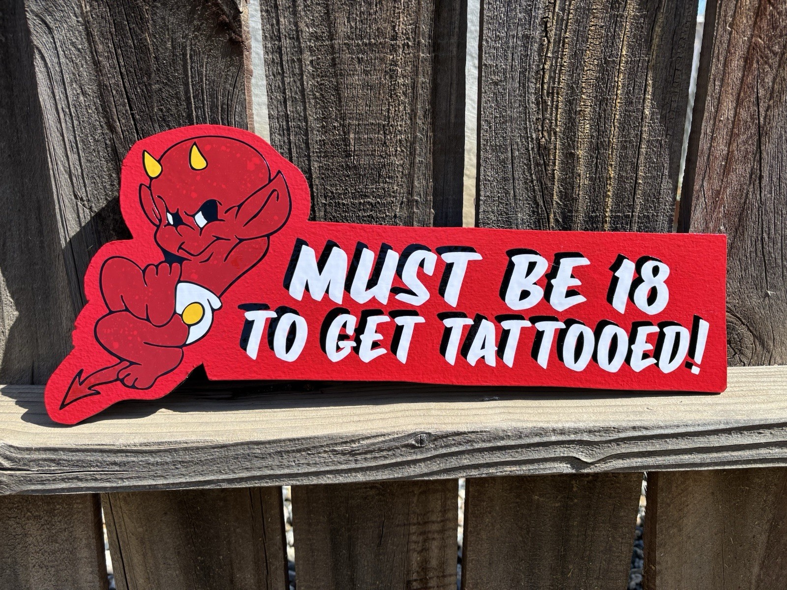 Must Be 18 To Get Tattooed Handmade Hot Stuff Tattoo Shop Sign
