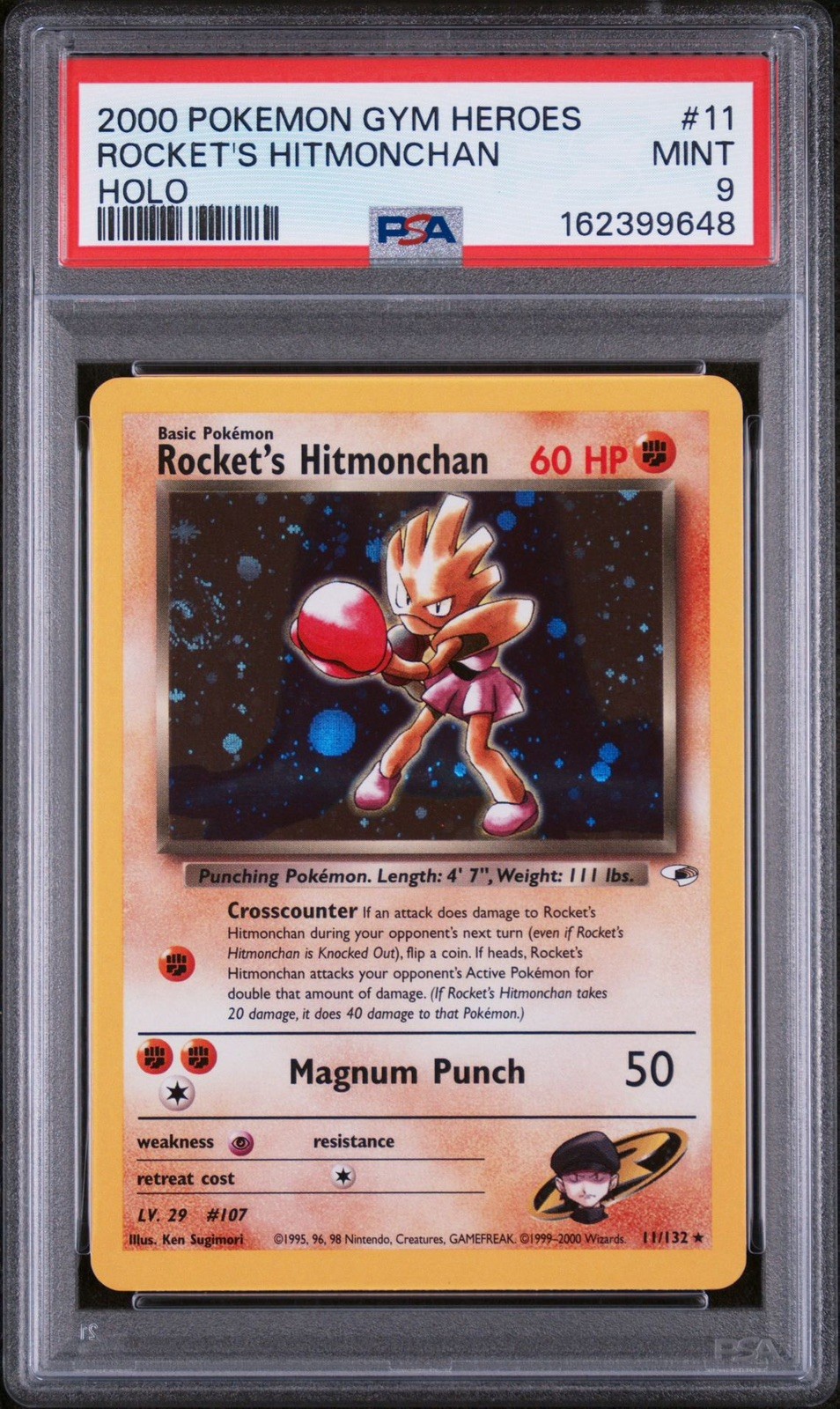 PSA 9 2000 Pokemon Gym Heroes Rocket\'s Hitmonchan 11/132 Holo (EN) PSA 9 2000 Pokemon Gym Heroes Rocket\'s Hitmonchan 11/132 Holo (EN)