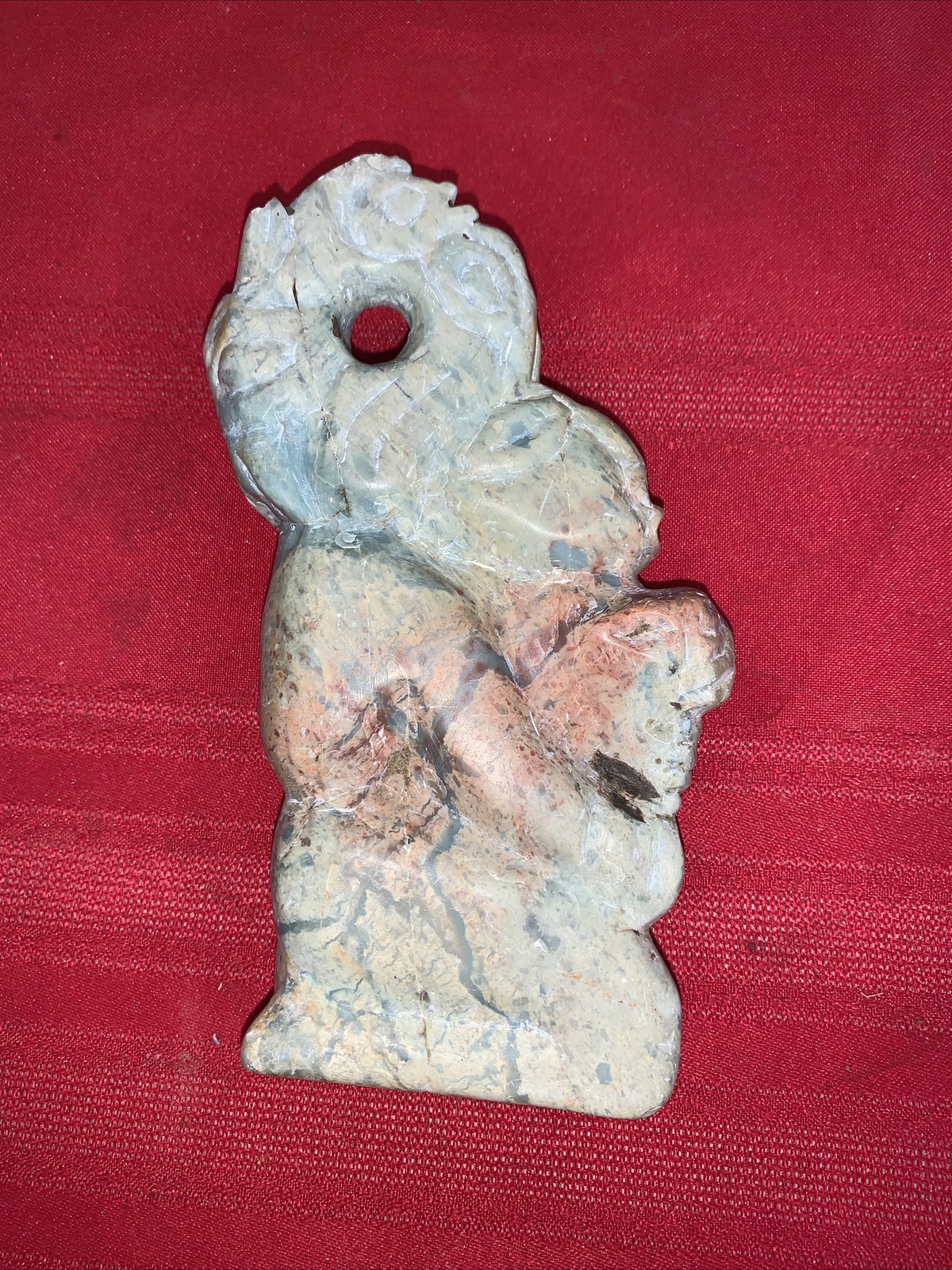 Central American stone blue red green handcarved statue 6” Central American stone blue red green handcarved statue 6”