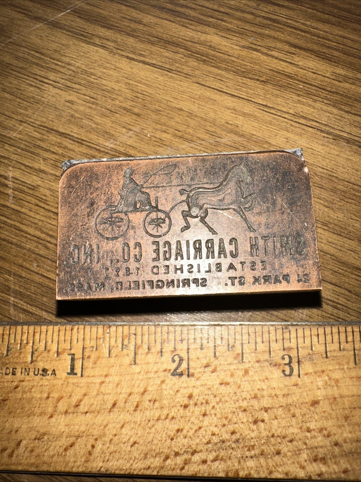 Printing Block Type Cut ( Smith Carriage Co. Inc Springfield Mass ) Rare Printing Block Type Cut ( Smith Carriage Co. Inc Springfield Mass ) Rare