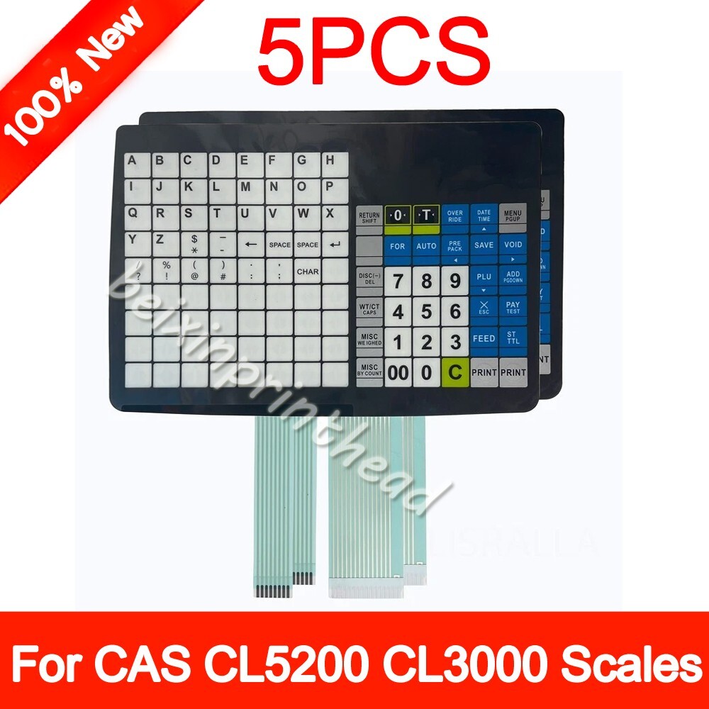 5PCS Keyboard For CAS CL5200 CL3000 Scales W/ Pole Keypad including Overlay