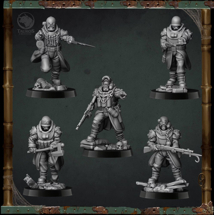 Trench Crusade Miniature Heretic Naval Raiders x5 Multi-Part Set 28mm 32mm +