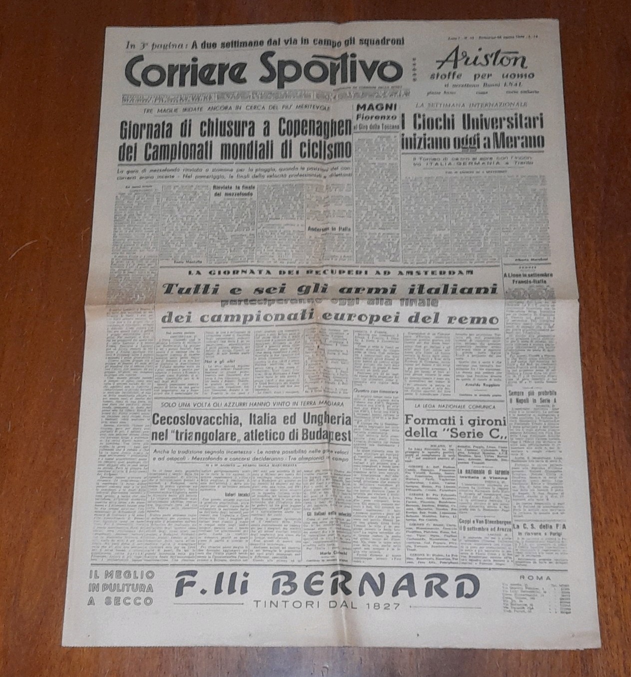 28 August 1949) CORRIERE SPORTIVO supplement Corriere dello Sport (Year 1 No. 16