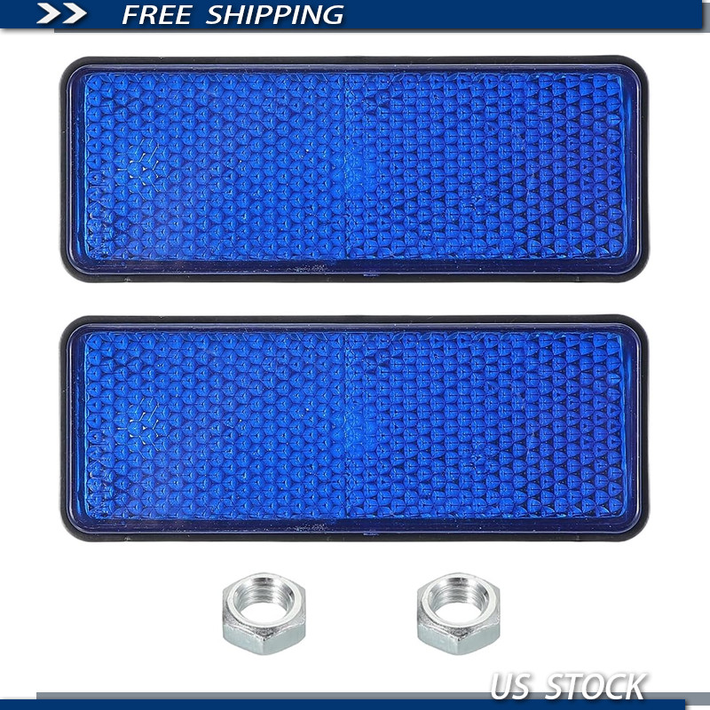 2 Pcs Blue Universal Rear Safety Reflectors, Plastic Reflective Warning Reflecto 2 Pcs Blue Universal Rear Safety Reflectors, Plastic Reflective Warning Reflecto