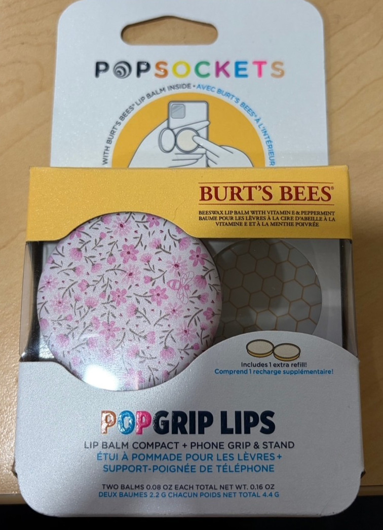 PopSockets Lip Balm Phone Grip | Stand PopGrip Lips Burt's Bees w/ Refill - RARE PopSockets Lip Balm Phone Grip | Stand PopGrip Lips Burt's Bees w/ Refill - RARE