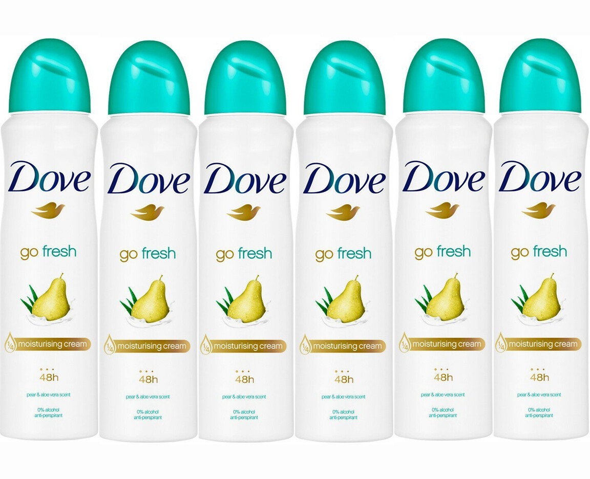 Dove Go Fresh Pear & Aloe Antiperspirant Deodorant Spray 150 ml 5.07 Oz 6 Pack