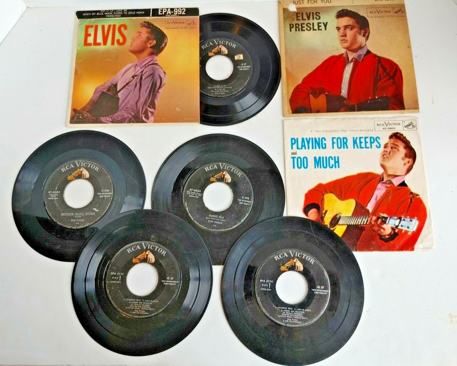 5X Elvis Presley Extended Play & 45 RPM EPA-992 EPA-4114 47-6382 47-6604 #13625