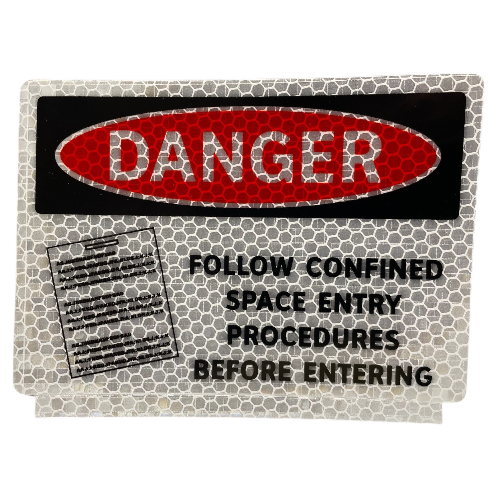 Danger Confined Space Reflective Label, 5 In. W 3-1/2 In. H, Pk 8, Procedure Danger Confined Space Reflective Label, 5 In. W 3-1/2 In. H, Pk 8, Procedure