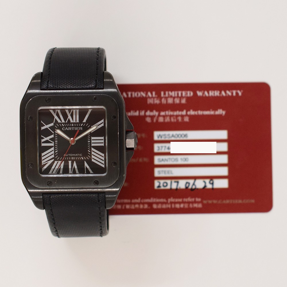 Cartier WSSA0006 Santos 100 Large 51.1mm x 41.3mm ADLC Stainless Steel