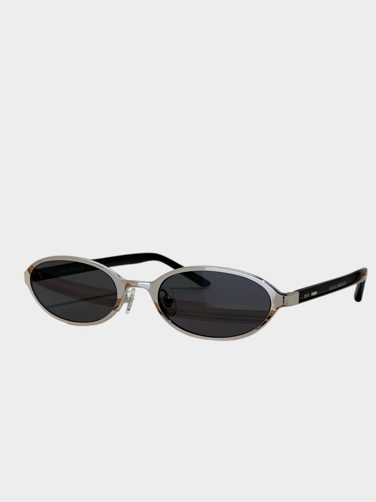 Gentle Monster Moody 02 Silver Frame Dark Grey Oval Sunglasses Y2K Retro Gentle Monster Moody 02 Silver Frame Dark Grey Oval Sunglasses Y2K Retro