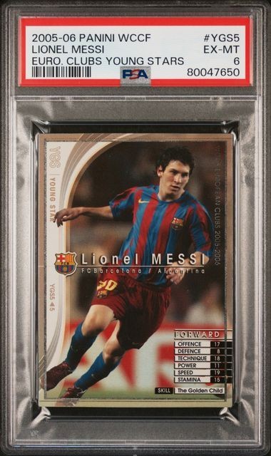 2005 PANINI WCCF EUROPEAN CLUBS YOUNG STARS #YGS5 LIONEL MESSI PSA 6 2005 PANINI WCCF EUROPEAN CLUBS YOUNG STARS #YGS5 LIONEL MESSI PSA 6