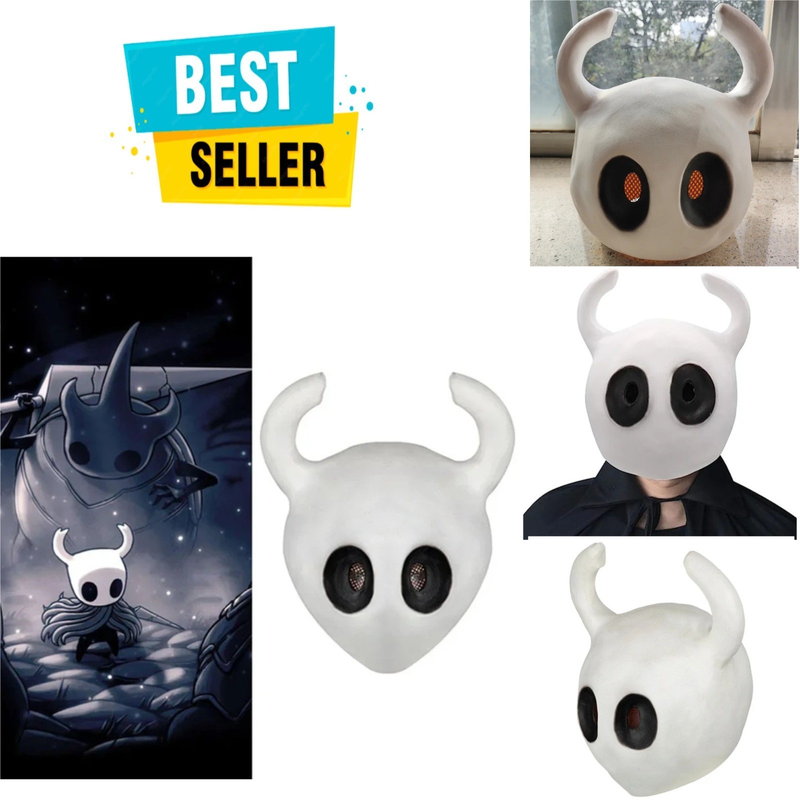Hollow Knight Mask Cosplay Costume Latex Helmet Halloween Party Dress Up Toy