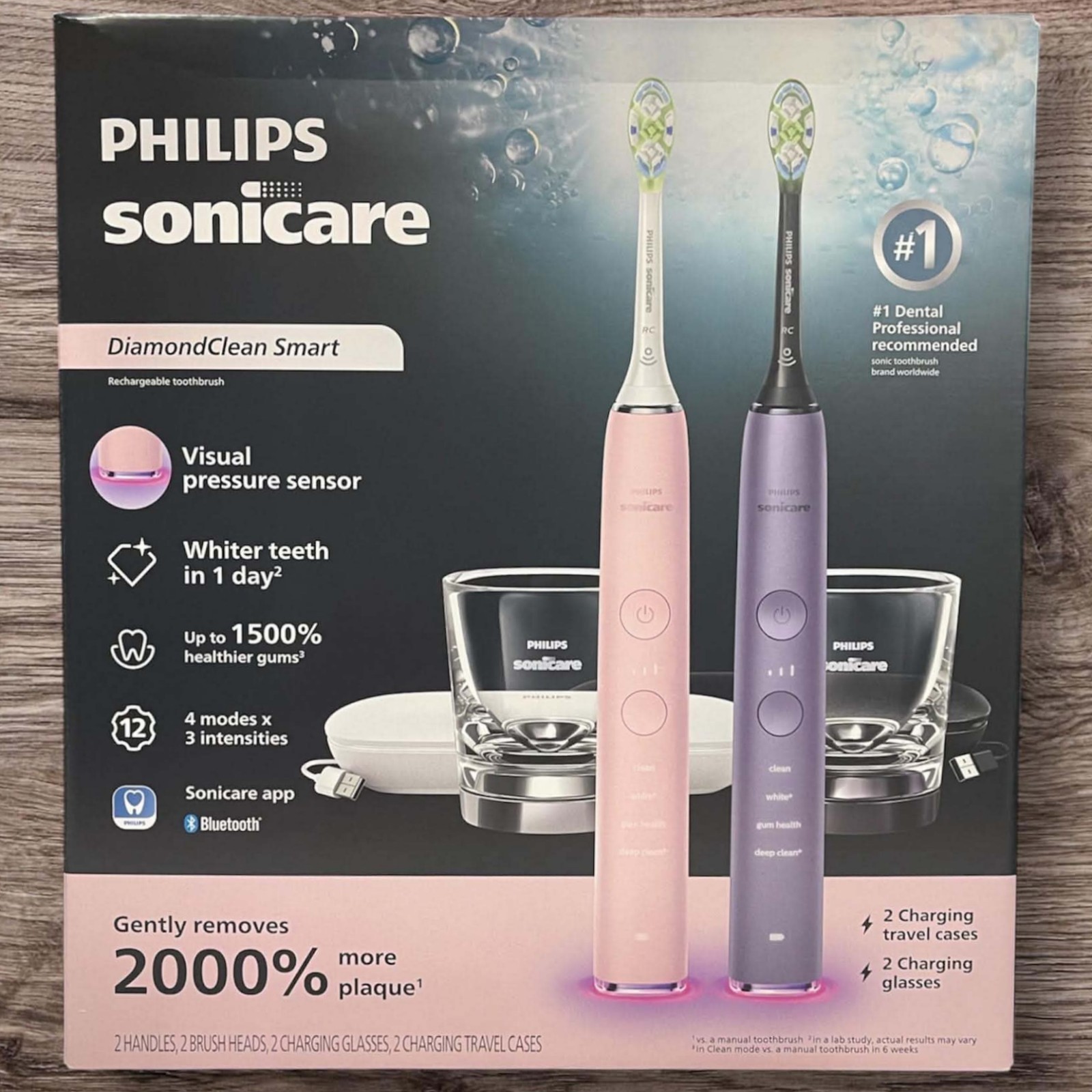 Philips Sonicare DiamondClean Rechargeable Electric Toothbrush 2 Pack Gray Pink Philips Sonicare DiamondClean Rechargeable Electric Toothbrush 2 Pack Gray Pink