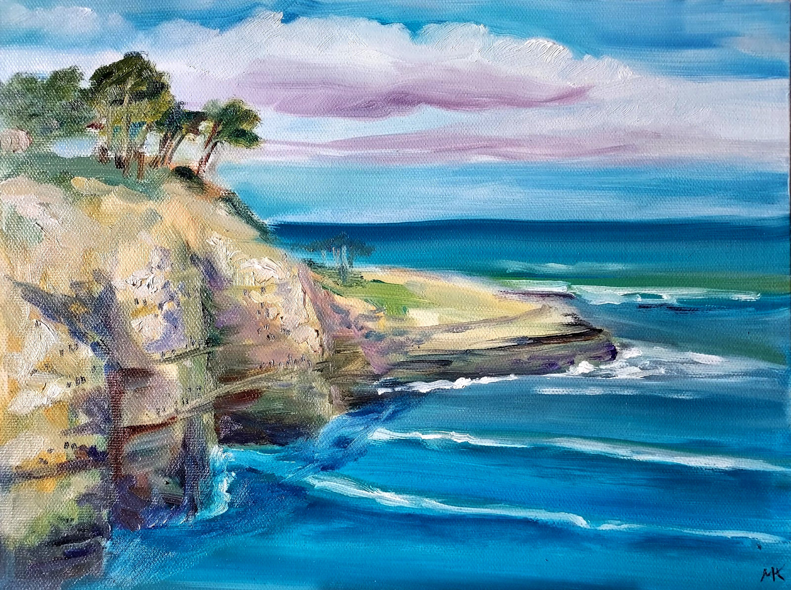 9x12in Original Oil Painting, Caves La Jolla CA _Art by MK 9x12in Original Oil Painting, Caves La Jolla CA _Art by MK