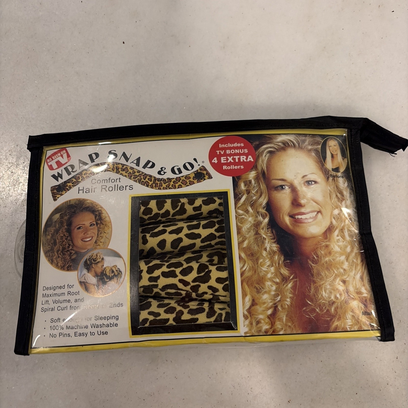 LOT OF 17 Vintage 2001 Wrap Snap & Go Cheetah Print Hair Rollers case & manual LOT OF 17 Vintage 2001 Wrap Snap & Go Cheetah Print Hair Rollers case & manual