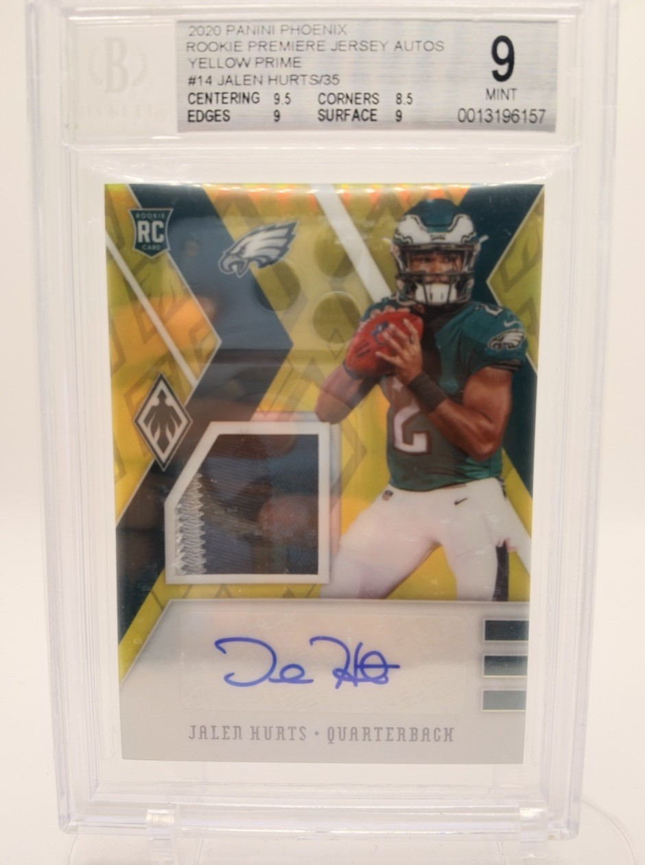2020 Panini Phoenix - RPA Rookie Auto Jersey Jalen Hurts #RJA-JA Prime Yellow 2020 Panini Phoenix - RPA Rookie Auto Jersey Jalen Hurts #RJA-JA Prime Yellow