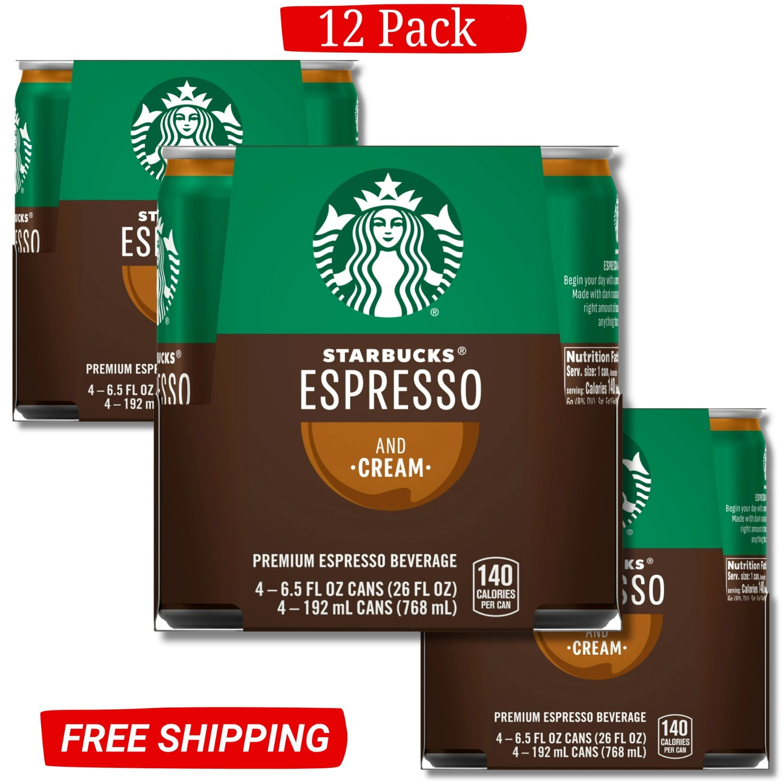 Starbucks Ready to Drink Coffee, Espresso & Cream, 6.5oz Cans (12 Pack) Starbucks Ready to Drink Coffee, Espresso & Cream, 6.5oz Cans (12 Pack)