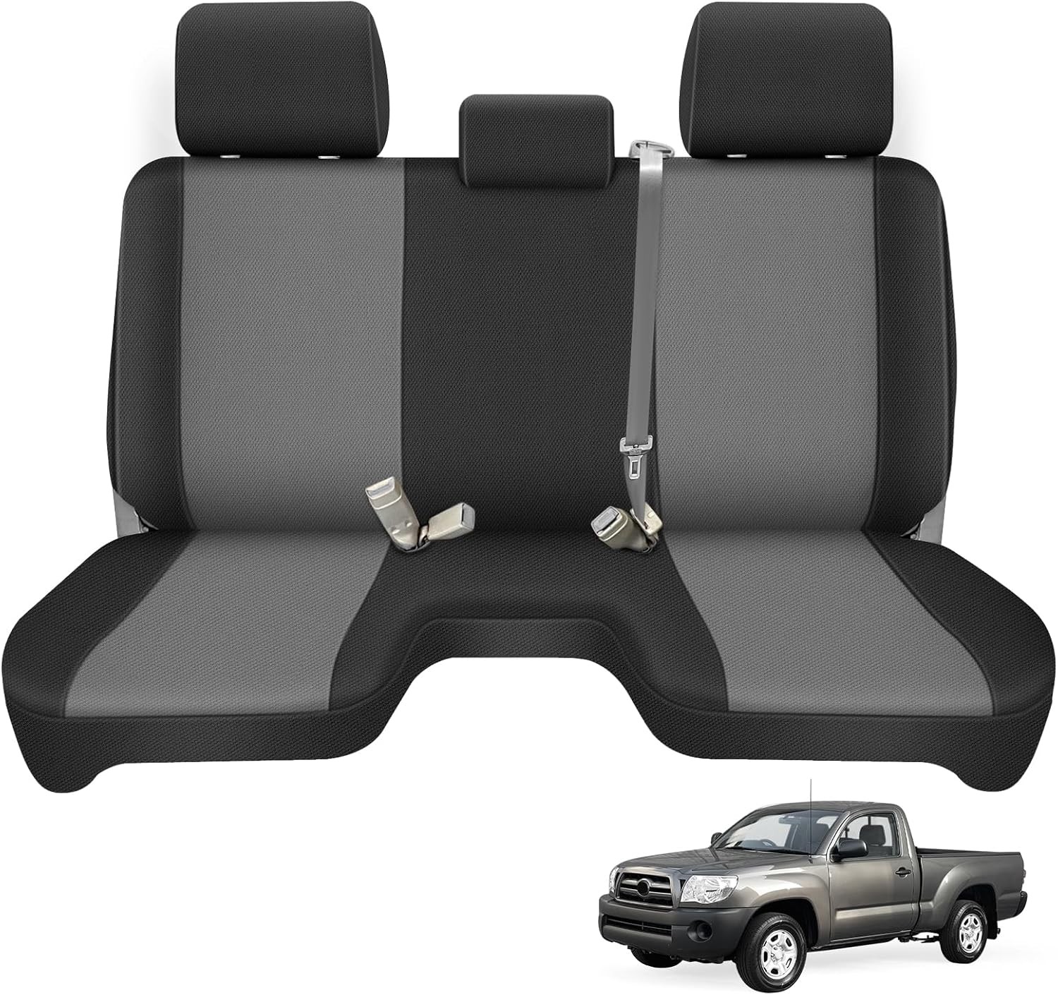 Truck Bench Seat Cover Compatible with 2005-2014 Toyota Tacoma, Black and Charco