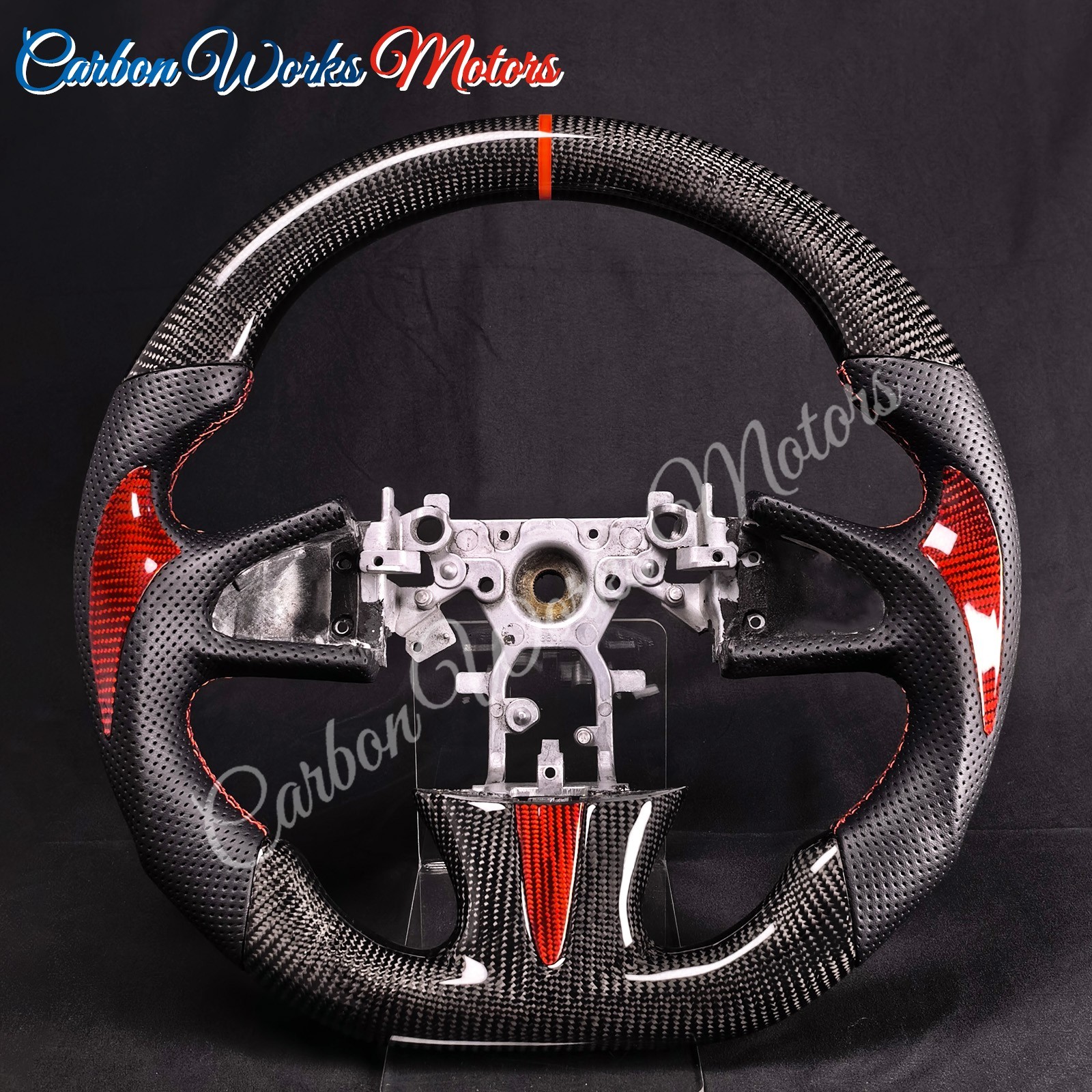 Real Carbon Fiber Steering Wheel For INFINITI Q50 2014-2017 W/CF Red Devil Horns Real Carbon Fiber Steering Wheel For INFINITI Q50 2014-2017 W/CF Red Devil Horns