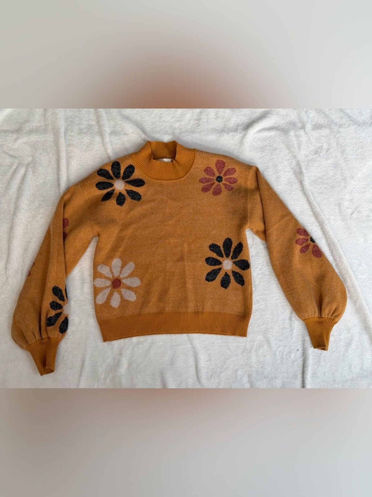 Industry Republic Floral Mock Neck Sweater Women’s Small Rust Orange
