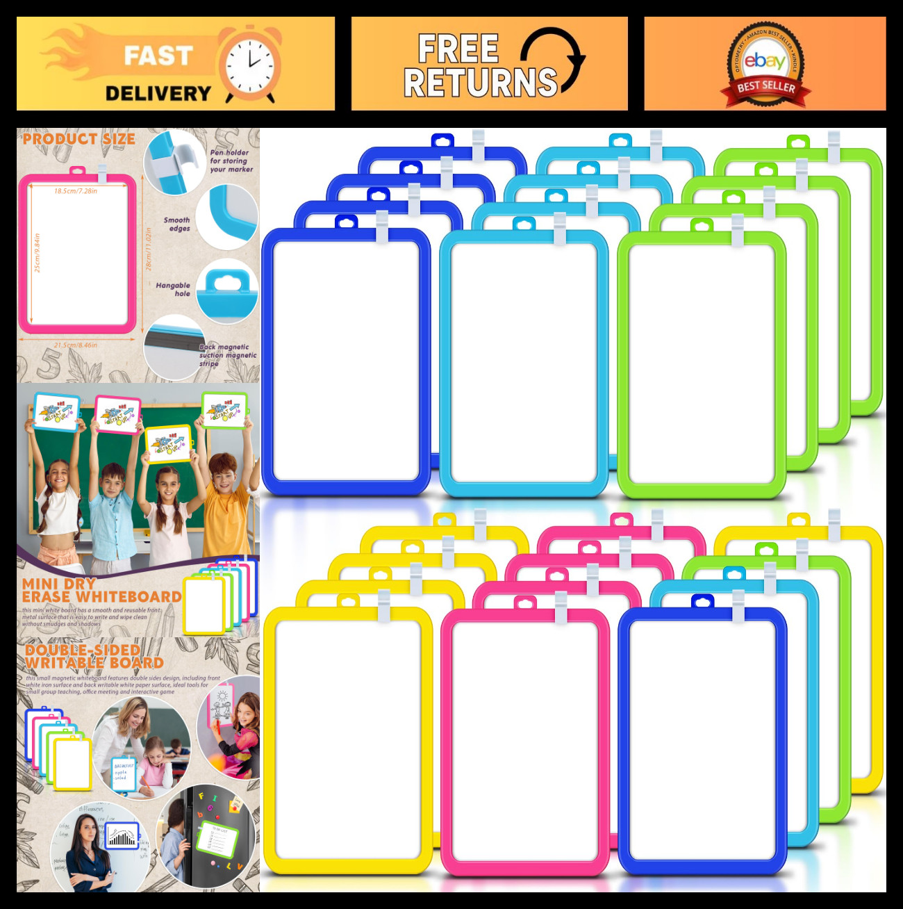 24 Pcs Mini Dry Erase Boards 8.5x11\
