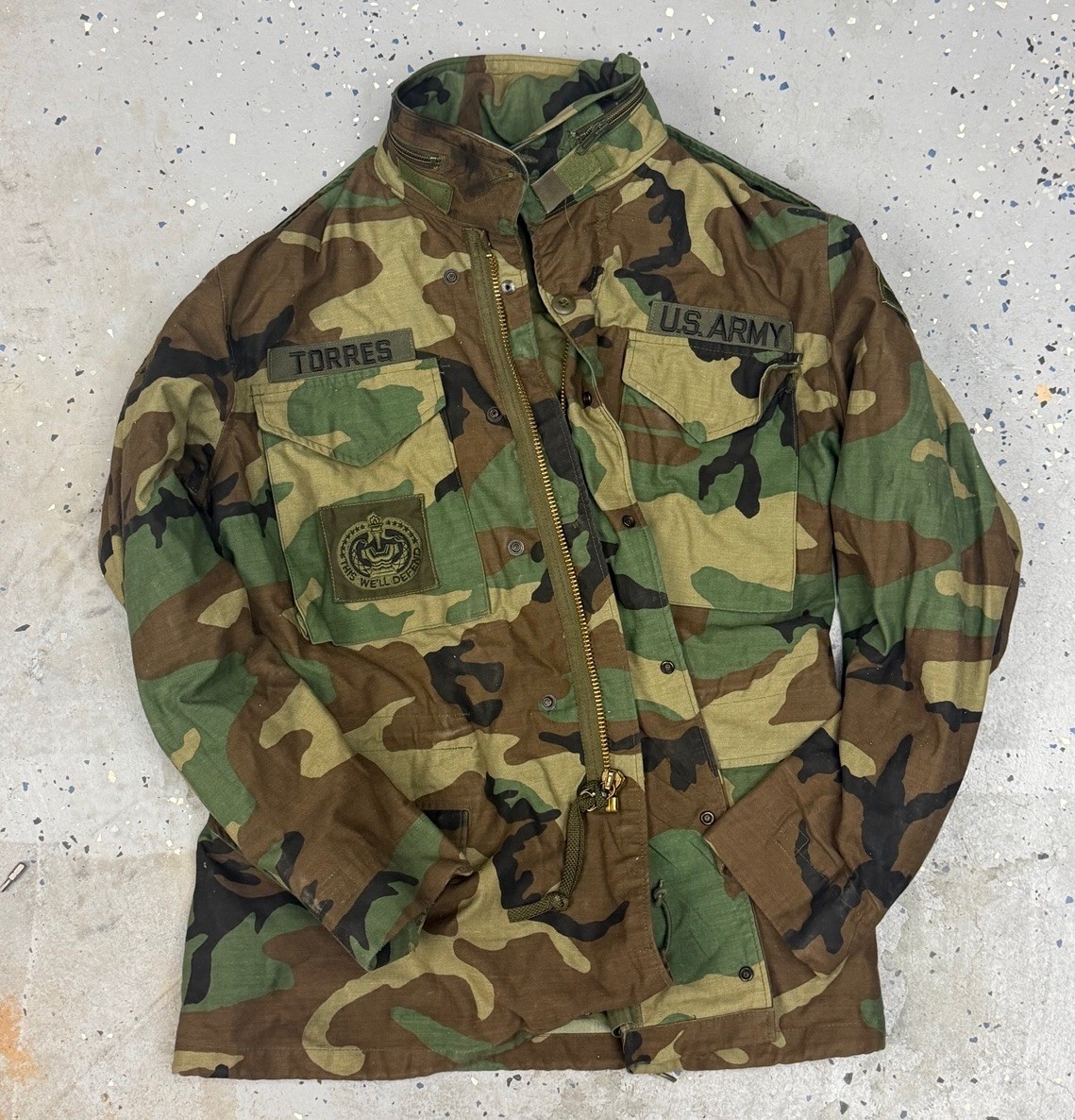 U.S. Military Original M81 Woodland Camo M65 Cold Weather Field Jacket USED