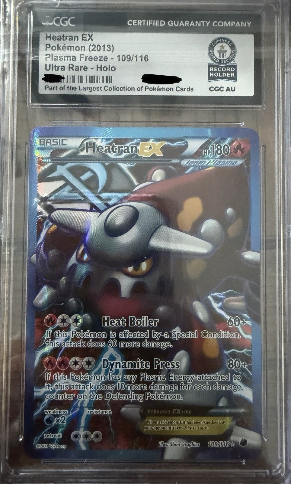 Heatran EX Rare (Full Art) 109/116 Plasma Freeze Holo World Record 1/1 Pokémon