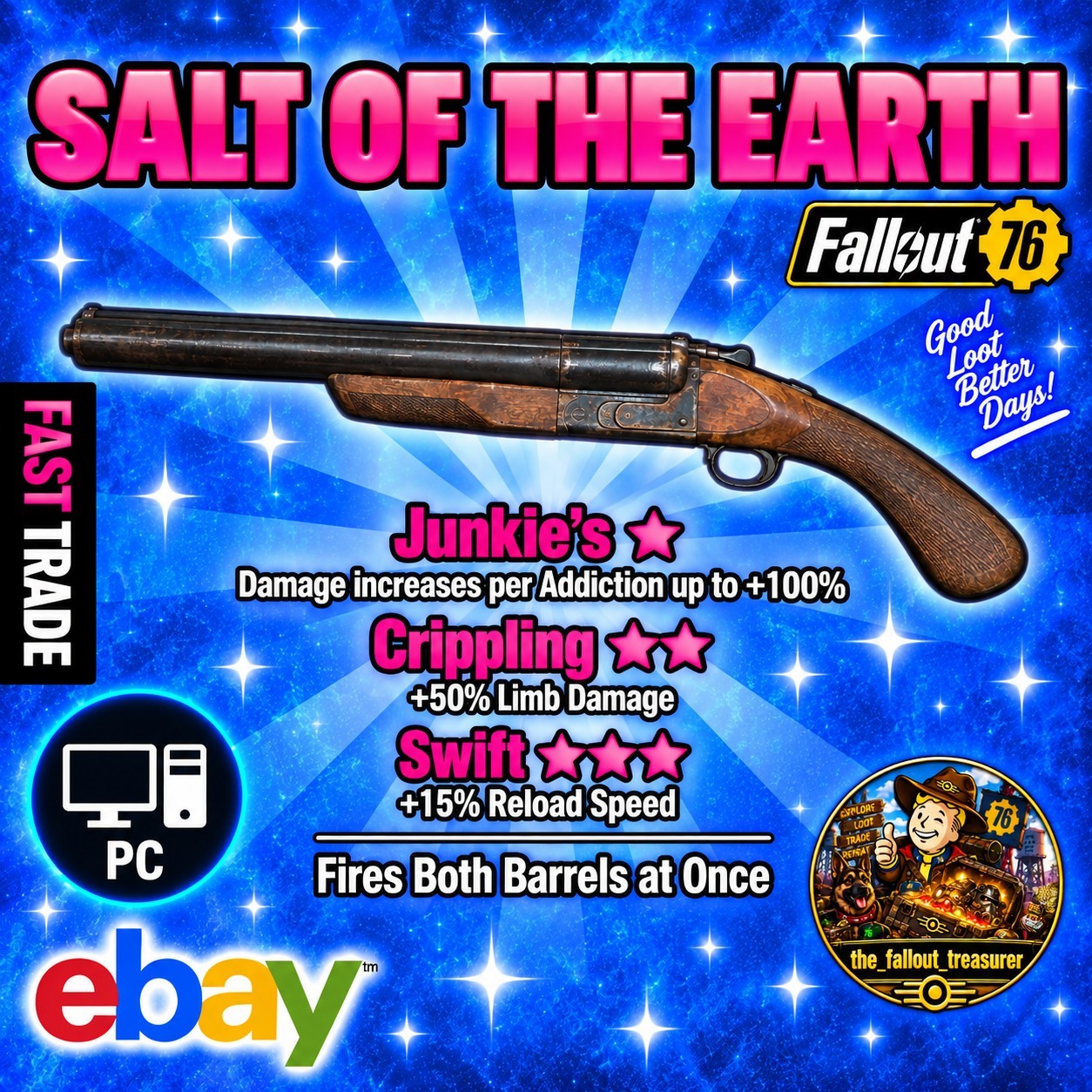 FALLOUT 76 PC☢️ SALT OF THE EARTH LEGENDARY SHOTGUN ☢️