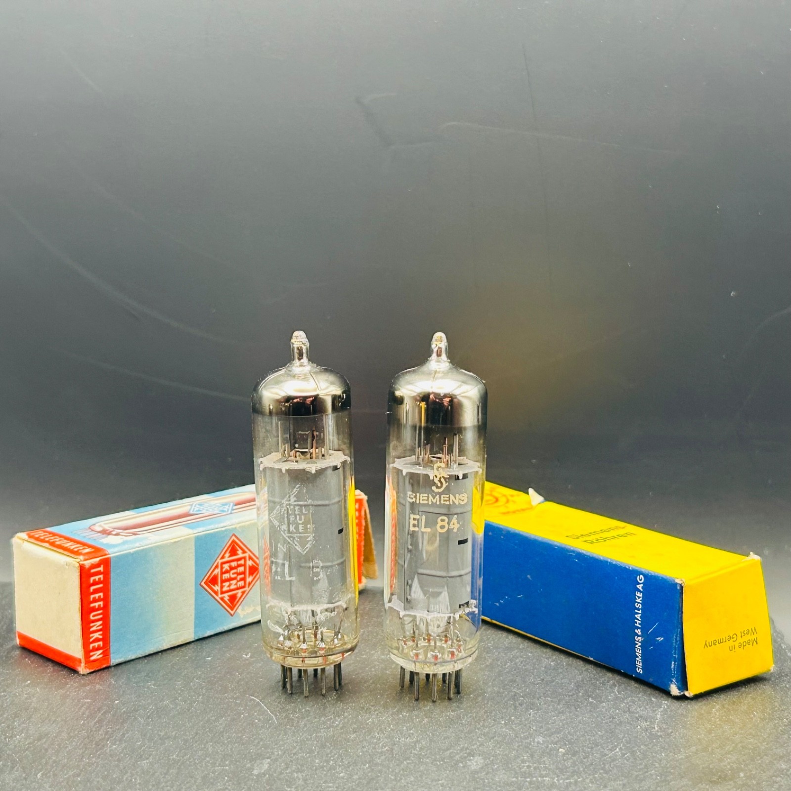 Siemens Telefunken EL84 Pair Same Factory rX3 Vintage Tested + Boxes