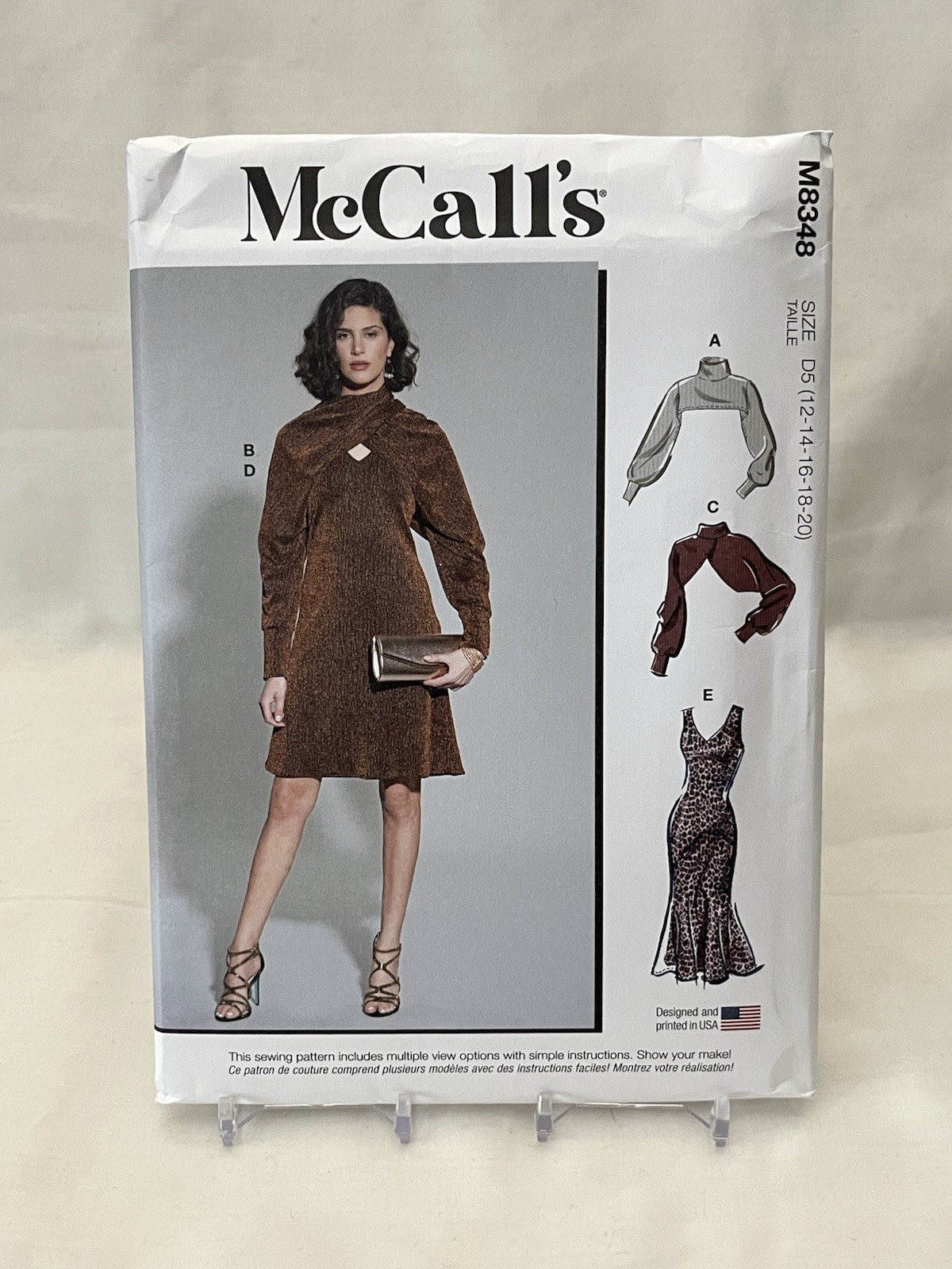McCalls M8348 Dress Gown and Turtleneck Shrug Misses Sewing Pattern sz 12-20