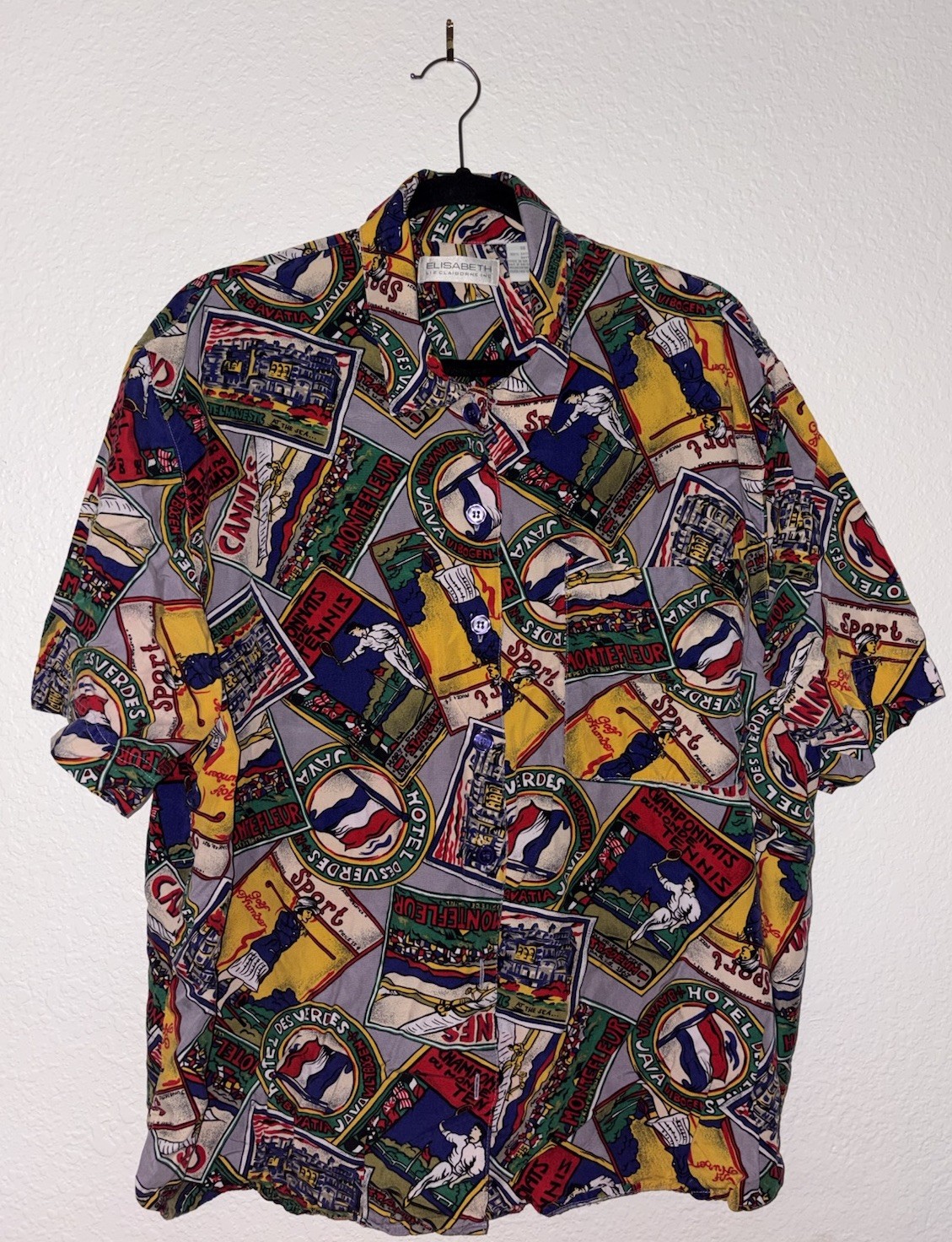 Vintage 90s Women’s European Travel Printed Shirt by Liz Claiborne, Size 18 Vintage 90s Women’s European Travel Printed Shirt by Liz Claiborne, Size 18