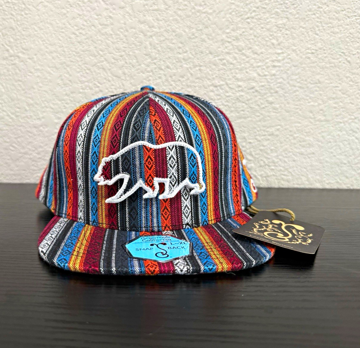 Grassroots California Bear California Theme Multicolor Striped Snapback Hat L-XL