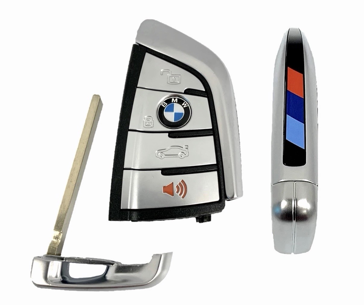 OEM BMW Keyless Remote Fob +UNCUT Key Insert 4B Silver BMW N5F-ID21A (M Series)