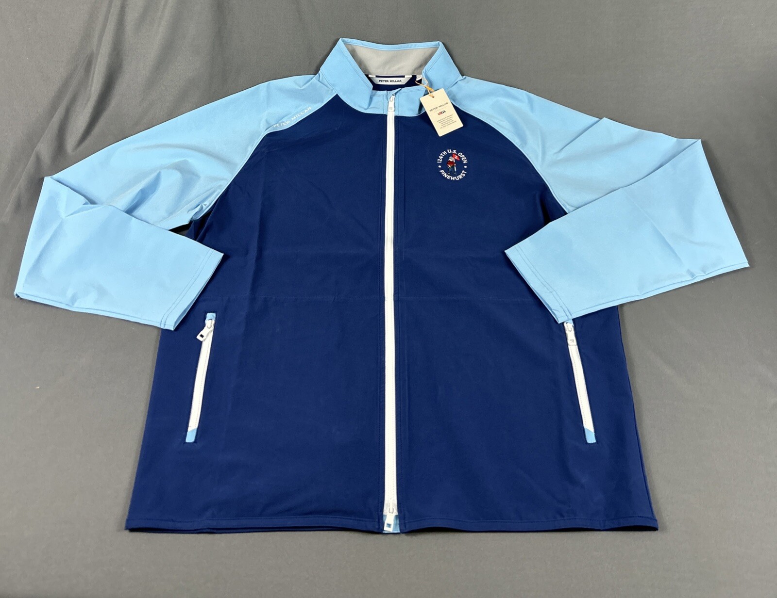 Peter Millar Golf Rain Jacket Pinehurst US Open Logo XL Blue Crown Sport NWT