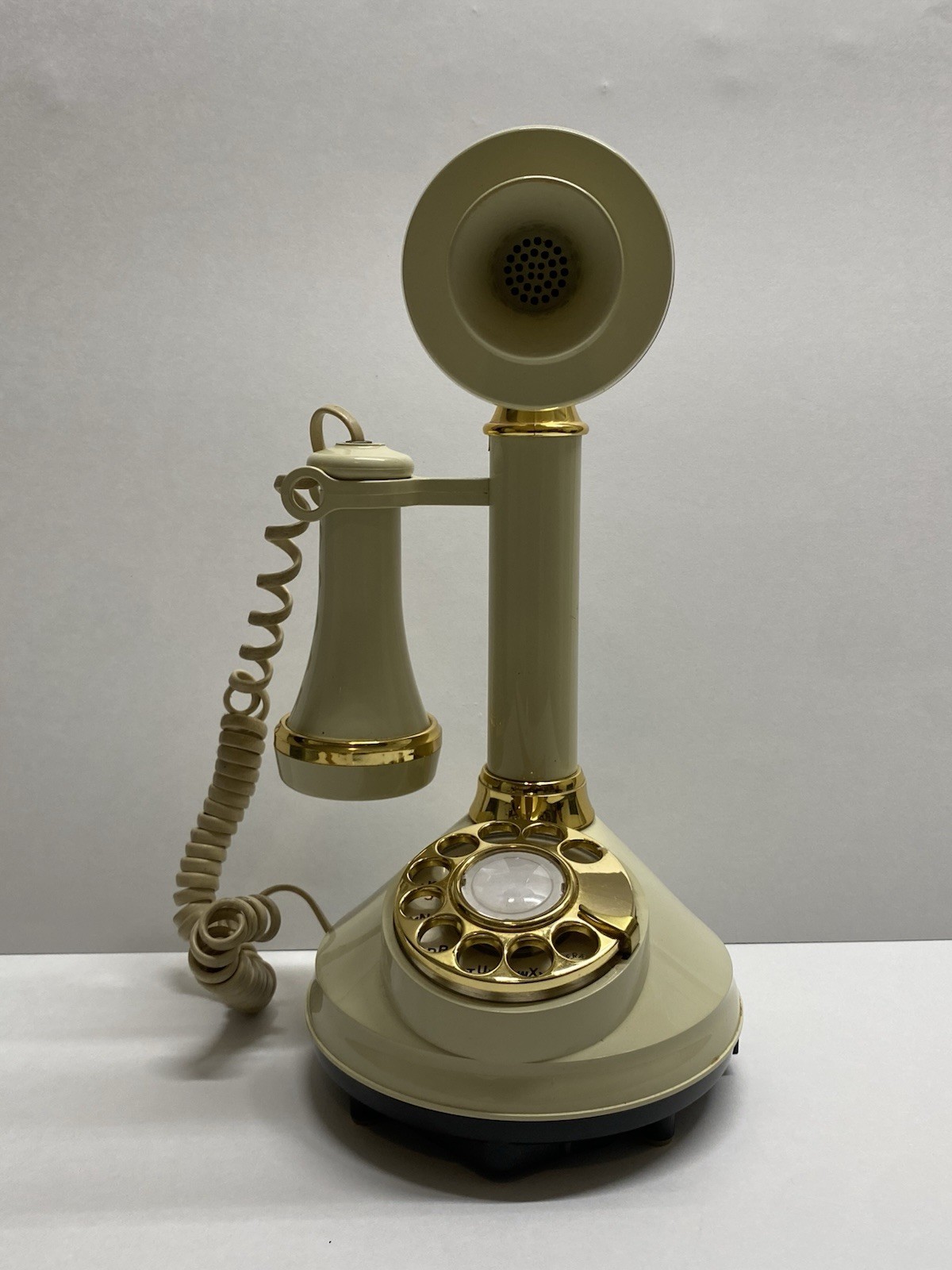 Vintage 1973 DECO•TEL ivory Candlestick Telephone w/Rotary Dial, works Vintage 1973 DECO•TEL ivory Candlestick Telephone w/Rotary Dial, works